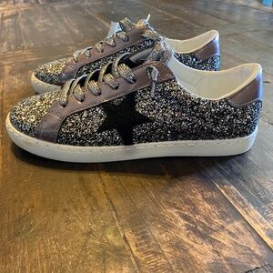 Vintage Havana Shoes-Bianca Black Pewter Foil